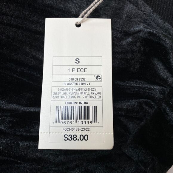 A New Day Jumpsuit Womens Small Black Velvet Empire Waist V Neck Straight Leg - Picture 8 of 16